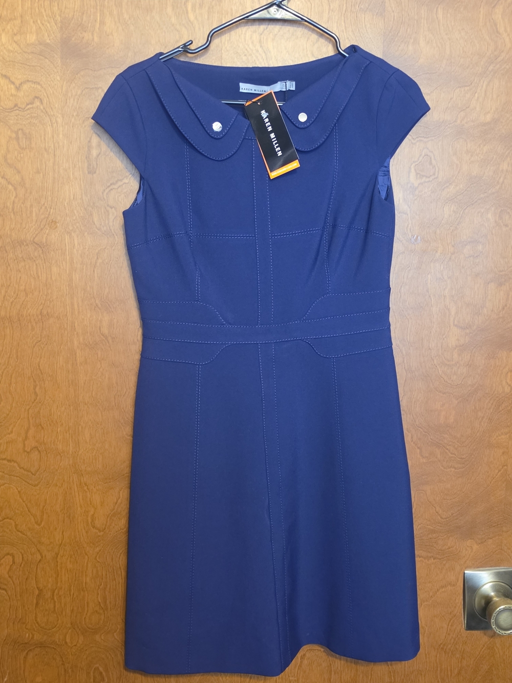 Karen Miller Purple Peter Pan Collar Cap-Sleeve Mini Dress